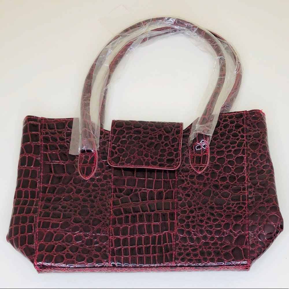 Roaman’s Burgundy Snake Skin Pattern Tote